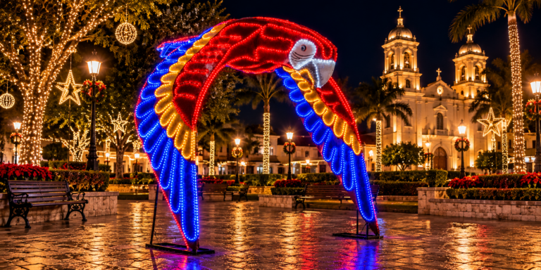 León 3D con luces LED para iluminación navideña de plazas y parques municipales.