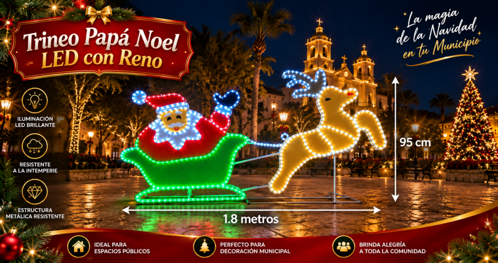 Trineo de Papá Noel con luces LED | Iluminavidad